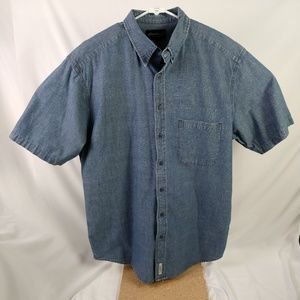 Eddie Bauer L Tall Denim Blue Shirt Classic Fit